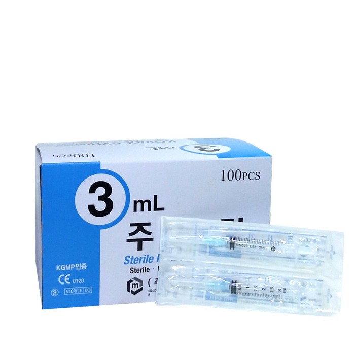 한국백신 일회용주사기 3ml 23Gx25mm 100개입 대표 이미지 - 주사기 추천