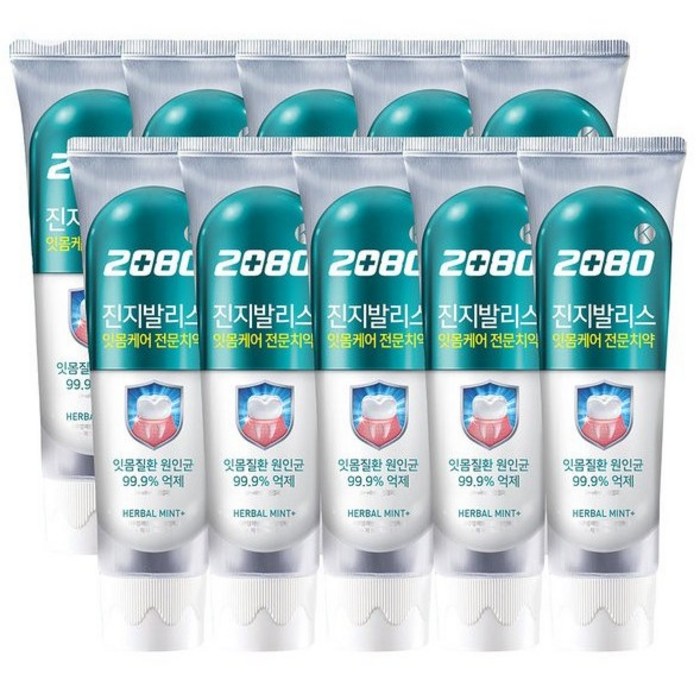 2080 K 진지발리스 허벌민트 치약, 150g, 10개 대표 이미지 - 2080 치약 추천