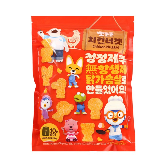 뽀로로 국산 무항생제 치킨너겟 (냉동) 500g 대표 이미지 - 치킨너겟 추천