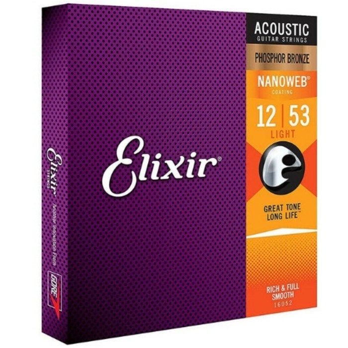 Elixir 엘릭서 기타줄 나노웹 어쿠스틱 80 / 20 브론즈&포스포 브론즈 라이트 슈퍼라이트 기타줄 1253/1152/1047, 포스포 브론즈, 12-53 대표 이미지 - 엘릭서 기타줄 추천