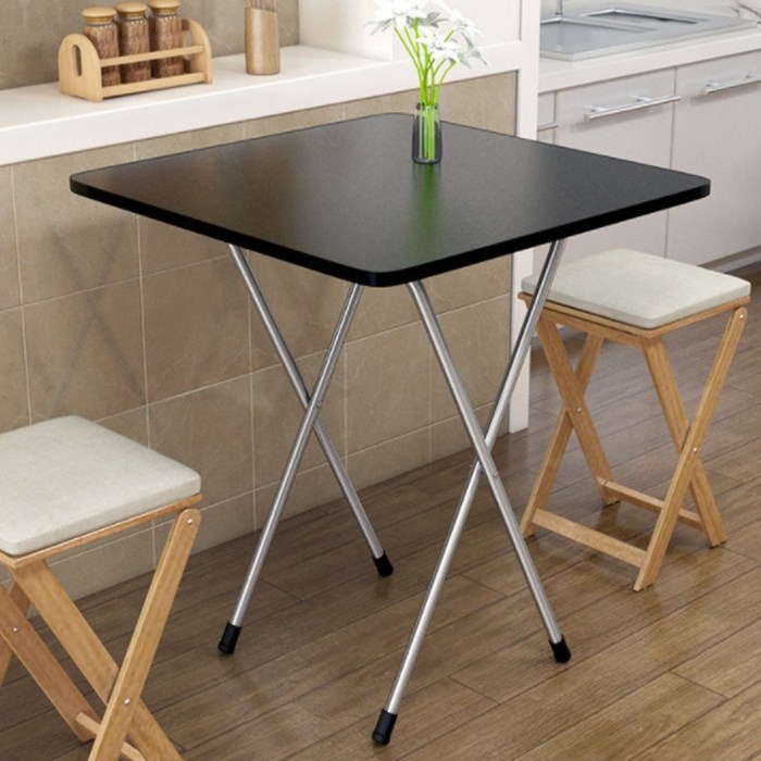 오브민 접이식 사각 사이드 테이블 600 x 600 x 700mm, 블랙 대표 이미지 - 입식 테이블 추천