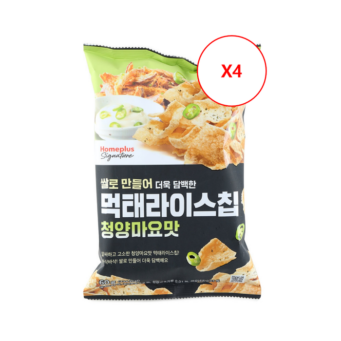 홈플러스시그니처 쌀로 만들어 더욱 담백한 먹태라이스칩 청양마요맛, 4개, 60g 대표 이미지 - 홈플러스 과자 추천