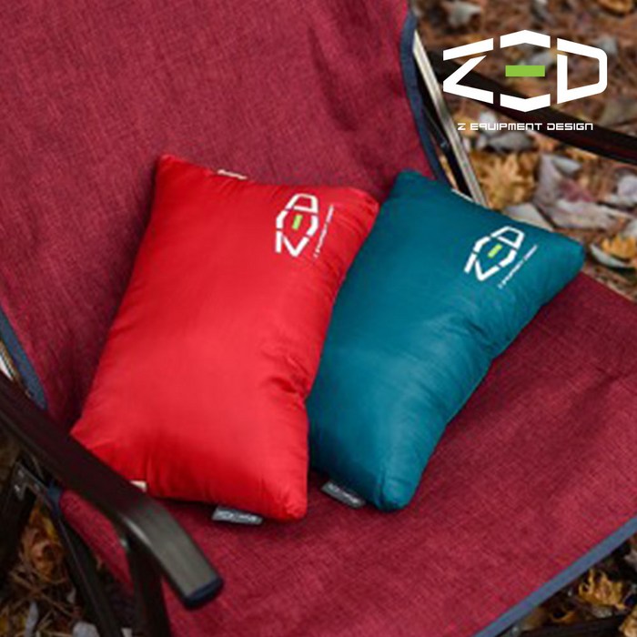 제드 휴대용 의자 쿠션 목 베개 캠핑 에어필로우 2개 세트, 레드+블루세트