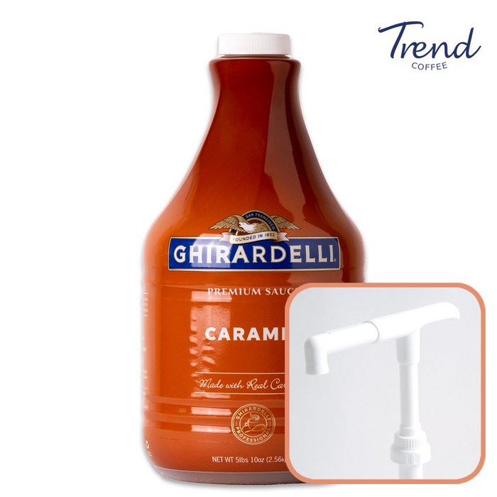 [트렌드커피] 기라델리 프리미엄 카라멜 소스 2.56kg+범용소스펌프 대표 이미지 - 카라멜 마끼아또 추천