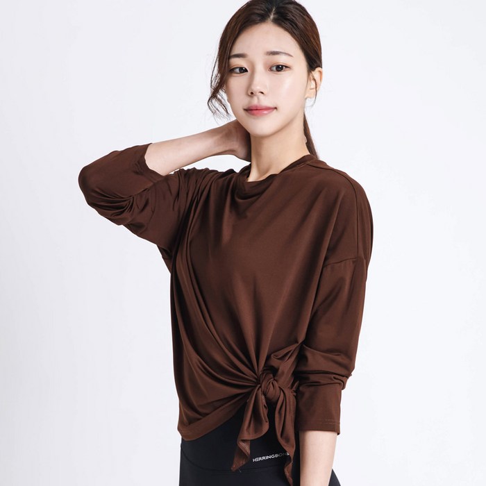 헤링본 여름 긴팔 래쉬가드 루즈핏 수영복 트임 스윔 비치웨어 물놀이 운동 요가복 RE335W 대표 이미지 - 애슬레저 룩 추천