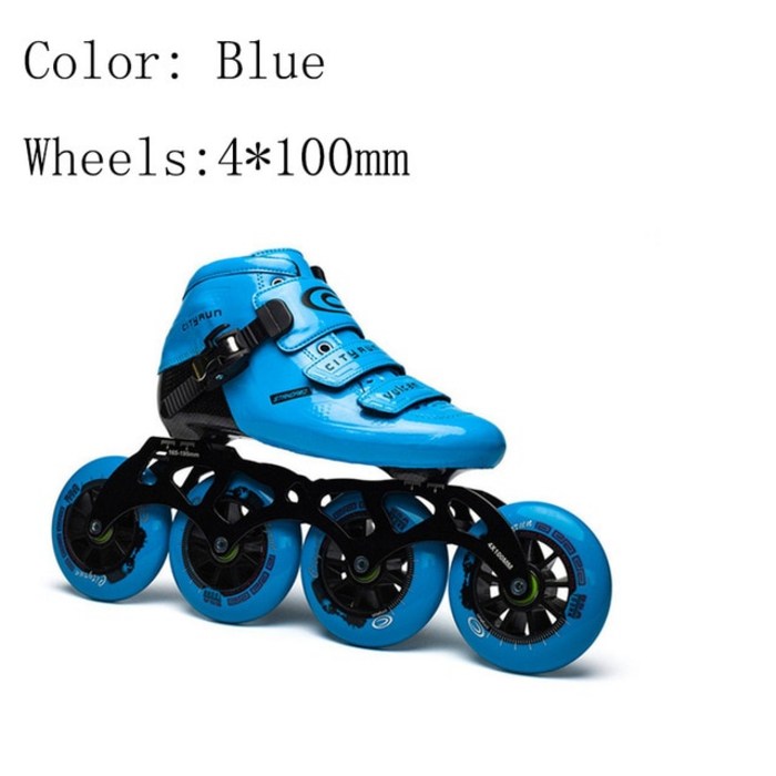 Cityrun 속도 벌컨 인라인 스케이트 크기 30-44 탄소 섬유 전문 경쟁 4*90/100/110mm 바퀴 레이싱 스케이트, 05 Blue 4-100mm_14 32