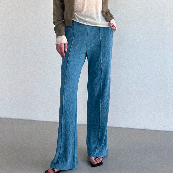 디바이브 여성 플리츠 슬림 밴딩 플리팬츠 시원한 여름 냉감 사계절 주름 바지