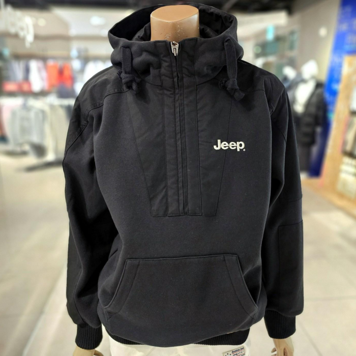 Jeep 기모 컬러블러킹 반집업 후드 티셔츠 루즈핏 남녀공용