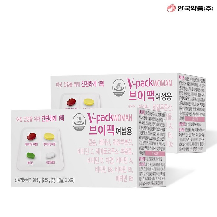 안국약품 브이팩 V-PACK 하루한포데일리 여성용 60포 (2개월분), 2개, 76.5g 대표 이미지 - 여성 영양제 추천