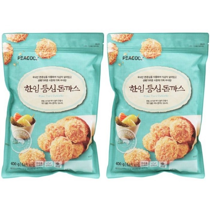 피코크 한입등심돈까스 400g x 2개 냉동, 400g x 2 대표 이미지 - 한입 돈까스 추천