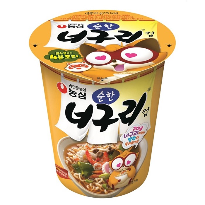 농심 순한너구리 순한맛 작은 컵라면 소컵 63g, 12개 대표 이미지 - 맑은 국물 라면 추천