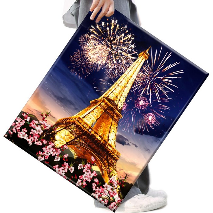 FASEN 액자 DIY 보석 십자수 캔버스형 50 x 40 cm, 1세트, FN54.에펠탑이요 대표 이미지 - 에펠탑 추천