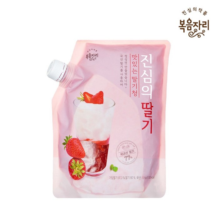 복음자리 진심의 딸기청 딸기라떼 과일청 1kg, 1000ml 대표 이미지 - 과일차 추천