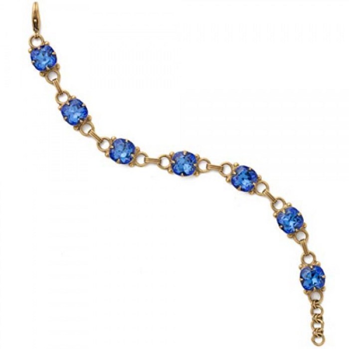 Sorrelli Essentials Eyelet Line Bracelet Antique Gold Finish Sapphire BDN16AG