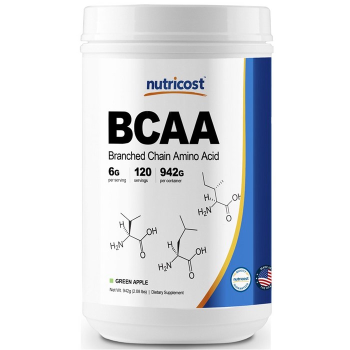 뉴트리코스트 BCAA 대용량 파우더 사과맛 1개 1서빙 6g 120회분 BCAA Powder [120 SERV] [Green Apple], 942g 대표 이미지 - BCAA 추천