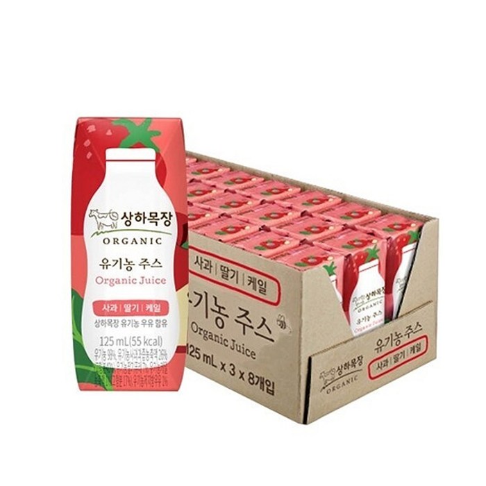 상하목장 유기농 주스 사과딸기케일, 125ml, 24개 대표 이미지 - 어린이 음료수 추천
