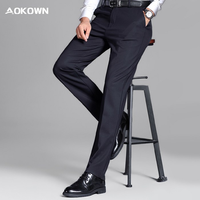 AOKOWN 중년 남자 스판 정장바지 구김없는 남성 정장바지 3236