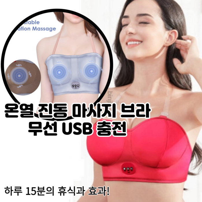 가슴 확대 기계 브라 마사지 USB 가슴 안마기 속옷 브래지어 확대 기계 가정용 유방 마사기기 충전 전기 진동 성장 증강 가열 자극기 기계, 빨간색 충전 스타일 대표 이미지 - 가슴 확대기 추천