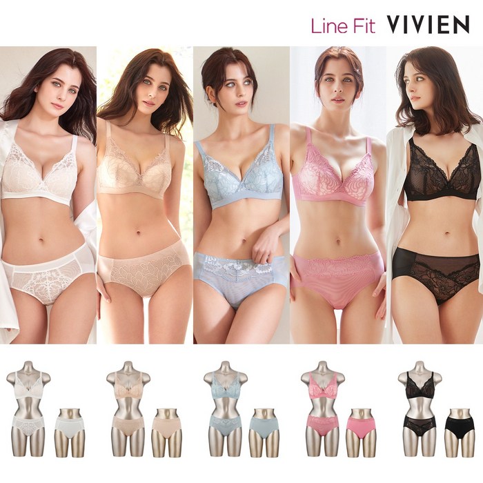 비비안 라인핏 노와이어 풀컵 더블윙 아쿠아 브라팬티세트 15종 5+5+5 대표 이미지 - 노와이어 브라 팬티 세트 추천