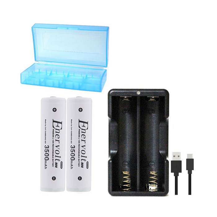 18650세트(3500mah 2알+충전기+USB케이블+케이스), 1세트 대표 이미지 - 전자담배 충전기 추천