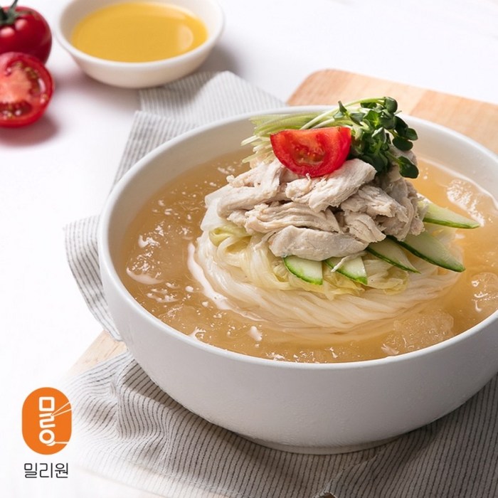 [밀리원] 국내산 닭가슴살 얼음동동 초계국수 1.2kg (603g*2인), 4개 set 대표 이미지 - 초계국수 추천