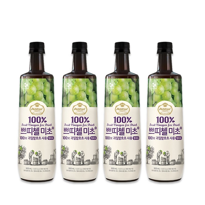 CJ 쁘띠첼미초 포도즙, 03. 청포도 900ml X 4, 상세설명 참조 대표 이미지 - 홍초 추천