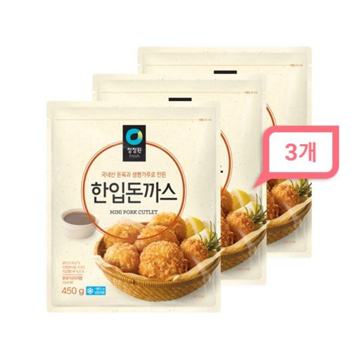 청정원 한입 돈까스 450g x 3개 대표 이미지 - 한입 돈까스 추천