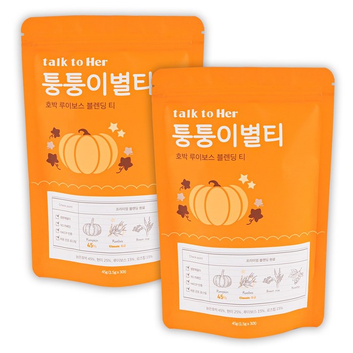 톡투허 퉁퉁이별티, 45g, 2팩 대표 이미지 - 차 음료 추천