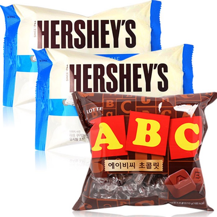 ABC초코187g + 허쉬초콜릿미니사이즈 165g 2개(쿠키앤크림) 대표 이미지 - 허쉬 초콜릿 추천