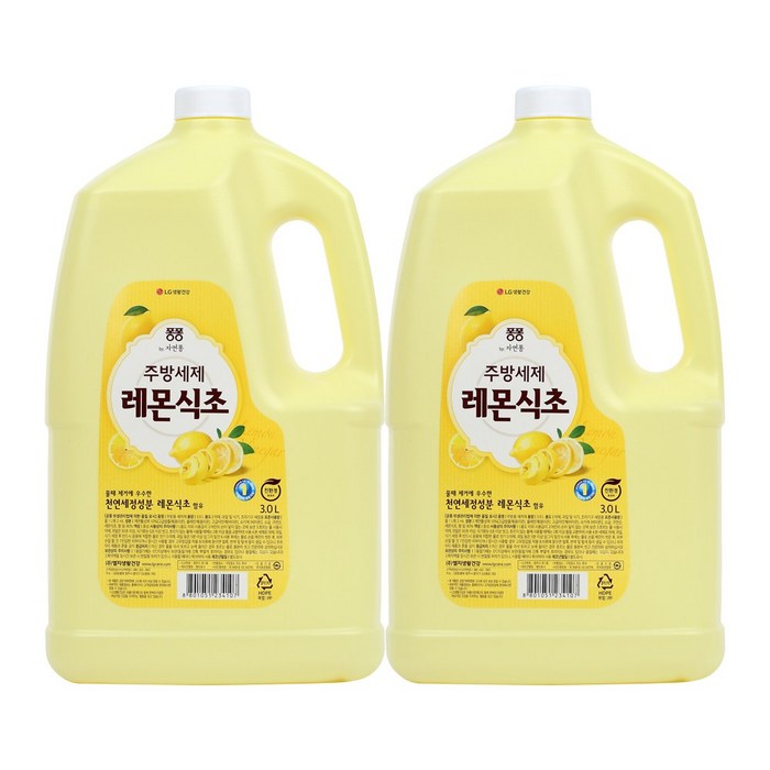 퐁퐁 주방세제 레몬식초 3Lx2, 레몬식초x2개 대표 이미지 - 식초 추천