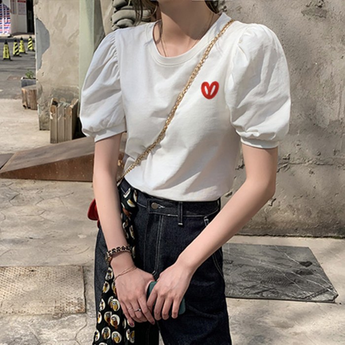 [자체제작] 하트키 퍼프 티셔츠 대표 이미지 - 퍼프티 추천