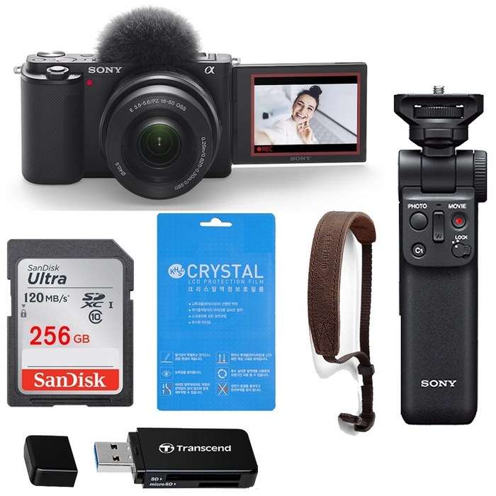 ZV-E10L 16-50mm 렌즈 + GP-VPT2BT 슈팅그립+ 센 Ultra 256GB +리더기+스트랩+액정필름 소니 공식대리점 홍익AV, 블랙 대표 이미지 - 소니 ZV-E10 추천