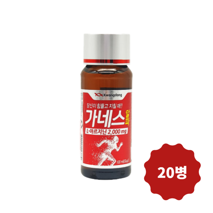 광동 가네스 알파 100ml x20병 만성 피로 회복 음주전후 음료, 2박스 (20병) 대표 이미지 - 에너지드링크 추천