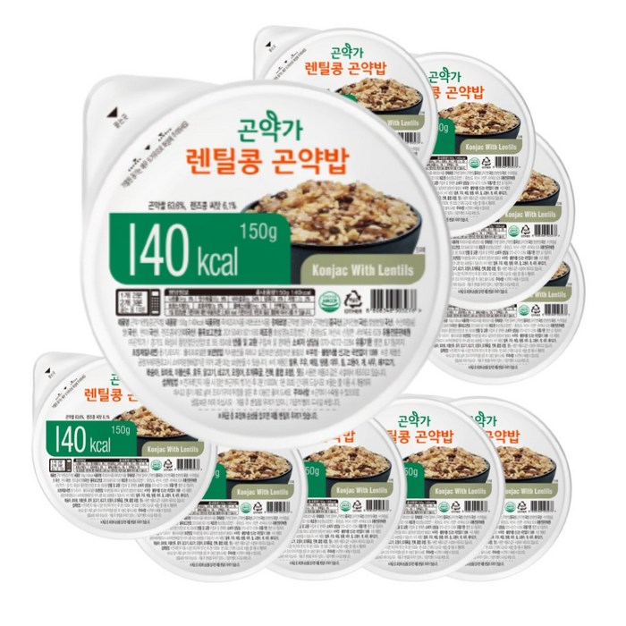 [곤약가] 140kcal 렌틸콩 곤약 즉석밥 150g, 10개 대표 이미지 - 렌틸콩밥 추천