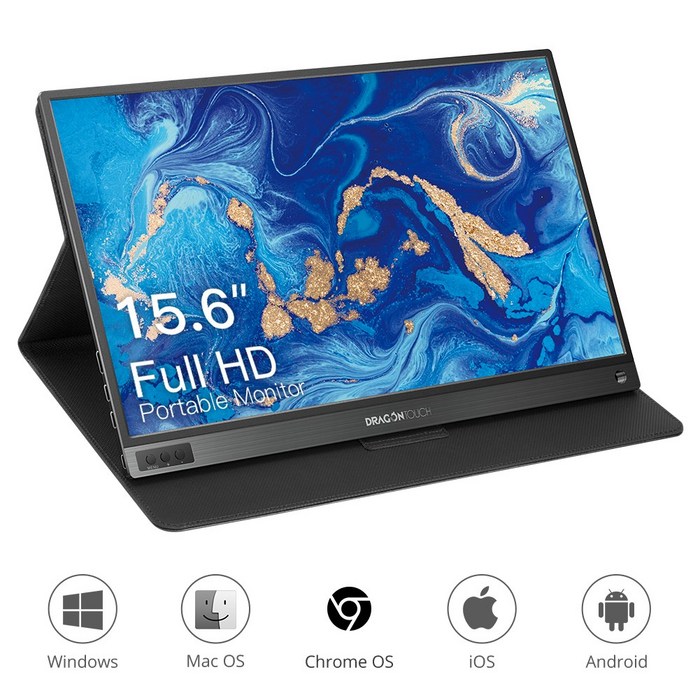 Dragon Touch 드래곤 터치 S1 휴대용 모니터 15.6인치 1080P해상도 HDMI typec게임용 모니터 핸드폰 컴퓨터 노트북 지원가능, 블랙 대표 이미지 - 휴대용 터치 모니터 추천