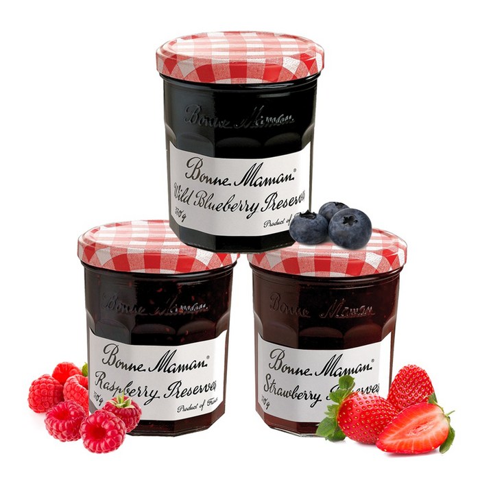 Bonne Maman Wild Blueberry Preserves 본마망 와일드 블루베리 프리저브 잼 13oz(370g) 3팩, 3개 대표 이미지 - 프리저브 잼 추천