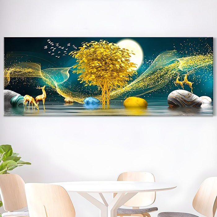 인메이블 돈들어오는 황금 돈나무 그림 거실 풍수 인테리어 대형 와이드 캔버스 액자 집들이 개업 선물