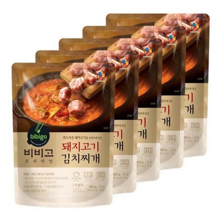 CJ비비고 돼지고기김치찌개 460g5봉, 상세 설명 참조 대표 이미지 - 돼지고기 김치찌개 추천