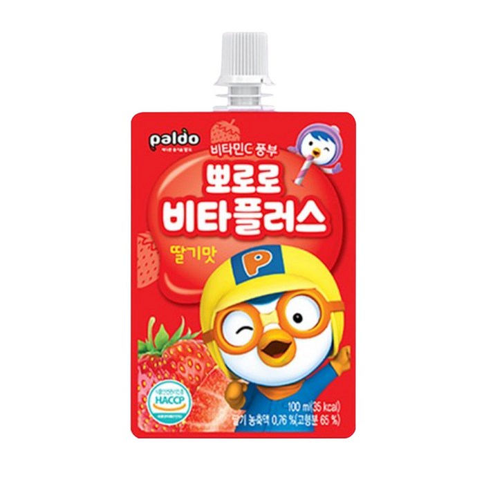 팔도 뽀로로 비타플러스(100ml)-어린이비타민음료, 30팩, 오렌지맛+포도맛+딸기맛 대표 이미지 - 딸기맛 음료 추천