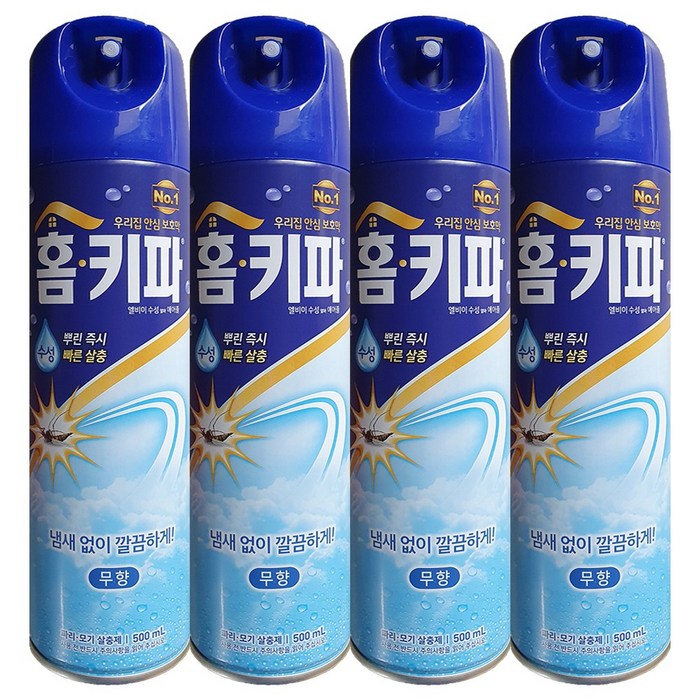 홈키파 수성 에어졸 무향, 4개, 500ml 대표 이미지 - 모기약 추천