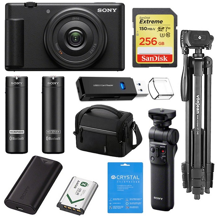 ZV-1F + GP-VPT2BT + SANEX-256G+ 무선마이크+충전기셋+정품가방+삼각대+리더기+액정필름 브리로그 디카 셀카 동영상 소니 공식 대리점, 블랙 대표 이미지 - GP-VPT2BT 추천