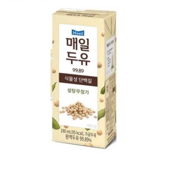 매일유업 매일두유 99.9, 190ml, 46개 대표 이미지 - 저당 두유 추천