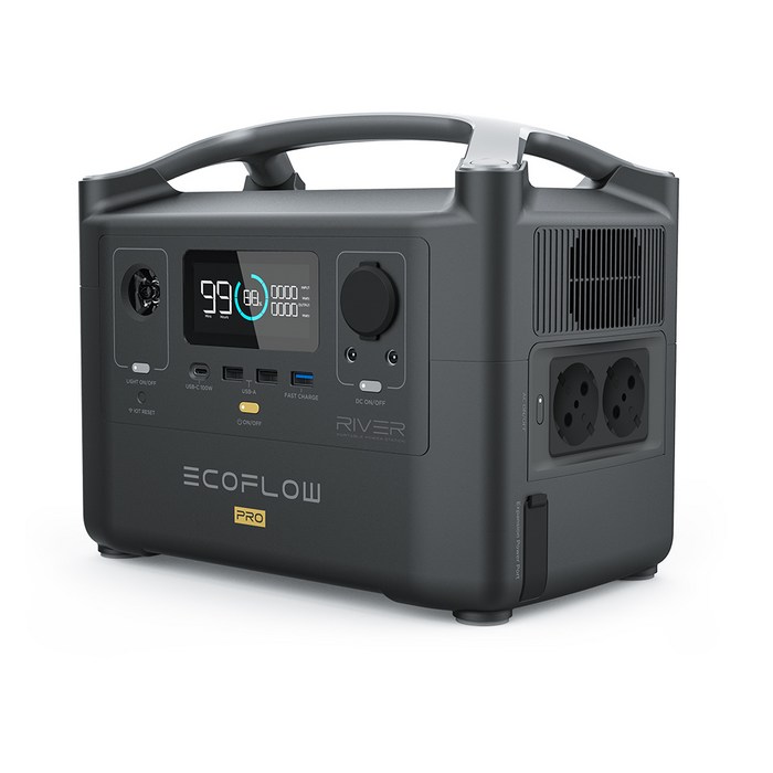 에코플로우 리버프로 EcoFlow EF RIVER Pro 휴대용 파워스테이션 대용량배터리 600W 720Wh 리튬이온 고속충전 캠핑 낚시 차박 드론 야외작업 대표 이미지 - 차박용 배터리 추천