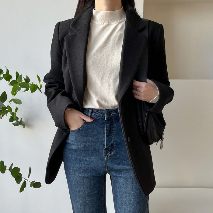 데일트 여성 겨울용 오버핏 싱글 블레이저 울 자켓 대표 이미지 - 싱글 자켓 추천