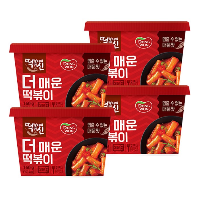 동원 떡볶이의신 더매운 컵떡볶이 160g 즉석식품, 4개 대표 이미지 - 떡신 추천