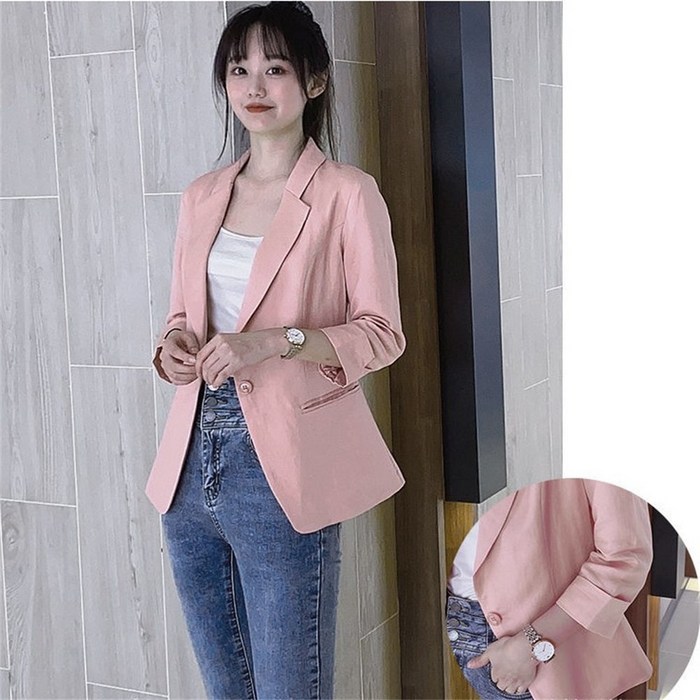 꽃소담 여성 패션 슬림핏 봄/가 코튼 린넨 정장자켓 M236 대표 이미지 - 여자 여름 정장 추천