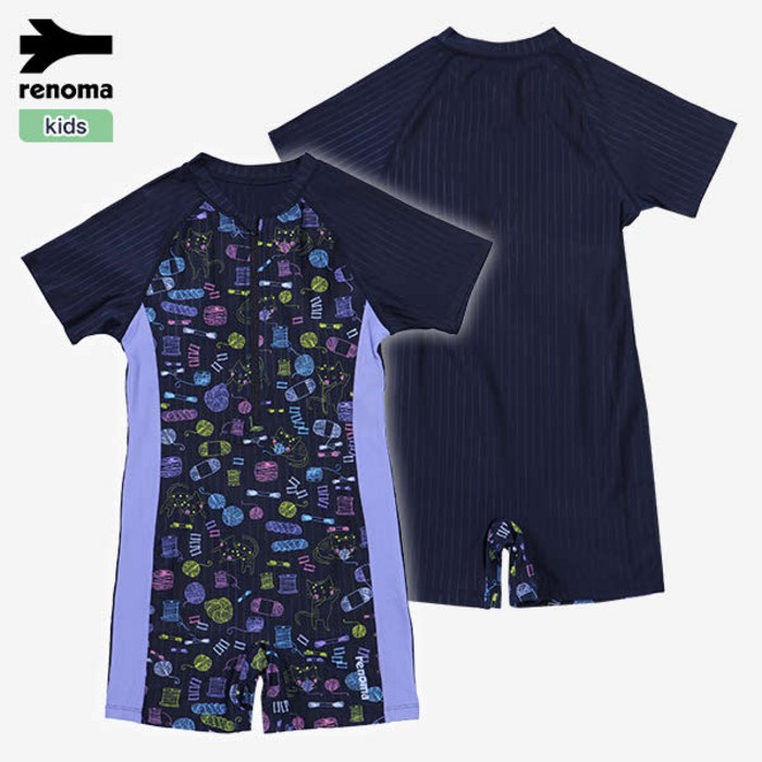 [현대백화점][레노마수영복] 여아동 하프집업 반소매 유니타드 2부 반신 수영복 GS20882