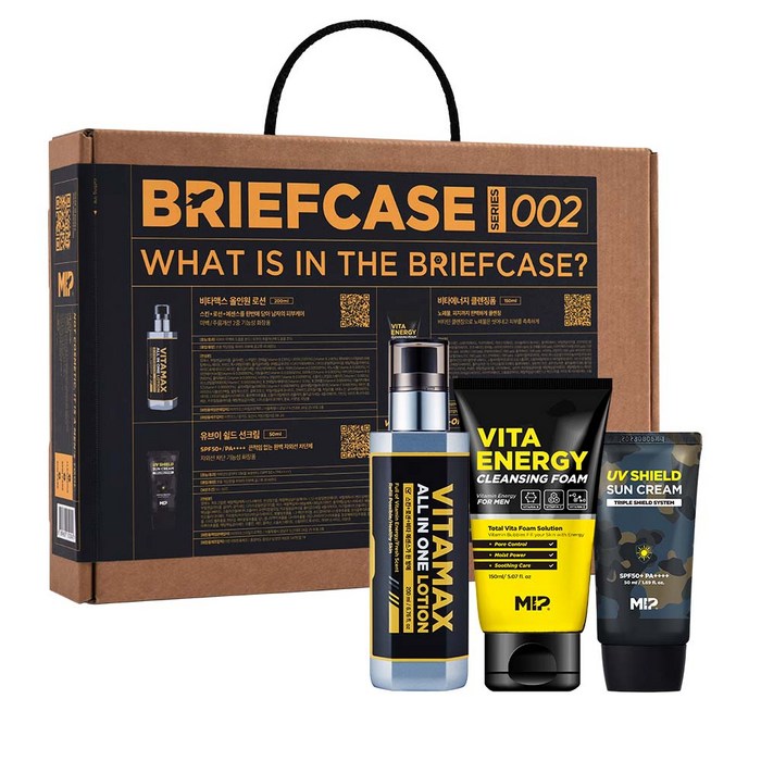 미프 브리프 케이스 002 남자 화장품 선물세트 비타맥스 올인원 200ml + uv 쉴드 선크림 50ml + 비타에너지 클렌징폼 150ml, 1세트 대표 이미지 - 화장품 선물세트 추천