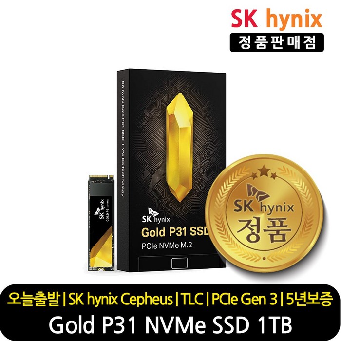 SK하이닉스 정품 SSD Gold P31 NVMe PCIe Gen 3.0 M.2 2280, SK하이닉스 Gold P31 1TB 대표 이미지 - 하이닉스 SSD 추천