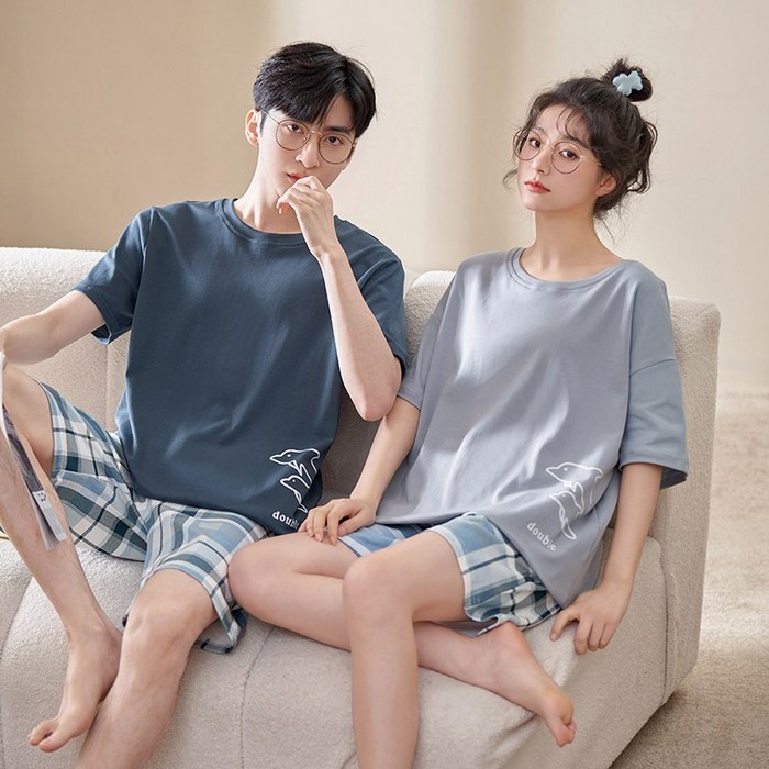 ANYOU 여름커플잠옷세트 신혼 부부 커플잠옷 귀여운 곰돌이 실내복 홈웨어 남녀 커플 잠옷세트 대표 이미지 - 귀여운 잠옷 추천